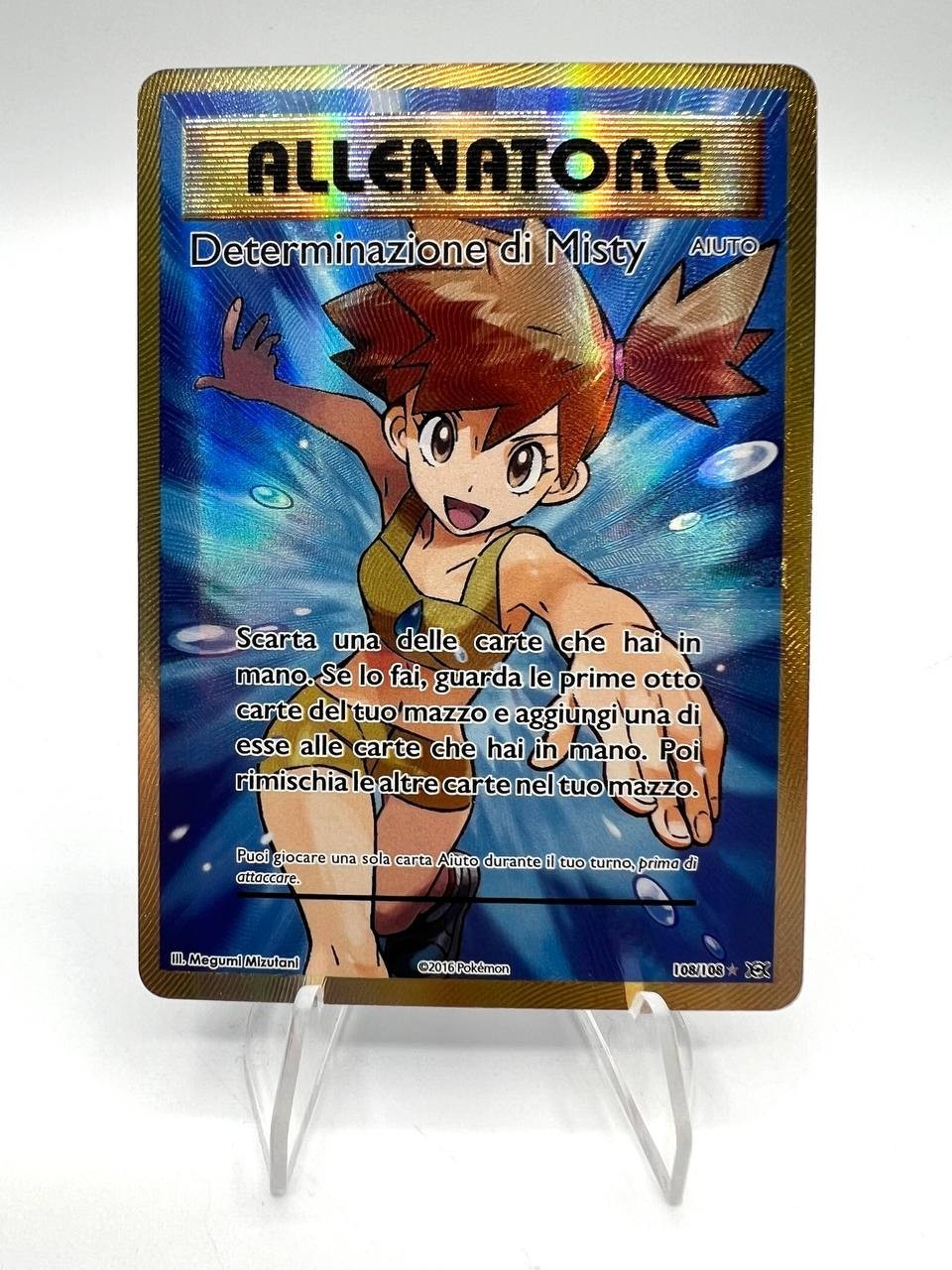 Carta pokemon allenatore determinazione di misty 108/108 XY evoluzioni ITA EXC