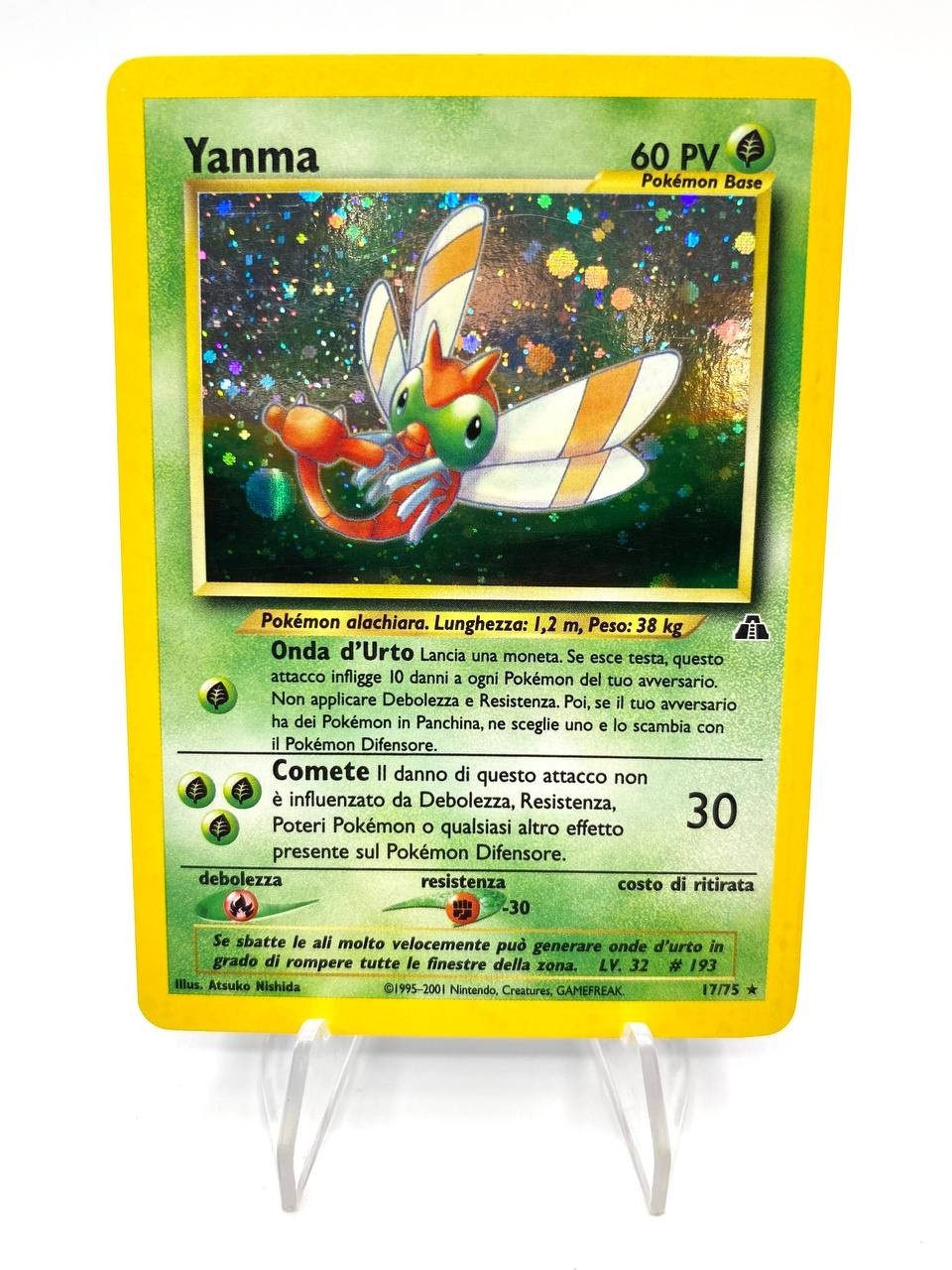 Carta pokemon Yanma 17/75 set Neo Discovery Holo Italiano Near mint Vintage