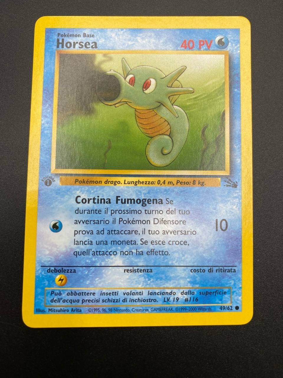 Carta pokemon Horsea 49/62 Fossil FO 1 Edizione Vintage No holo Excellent