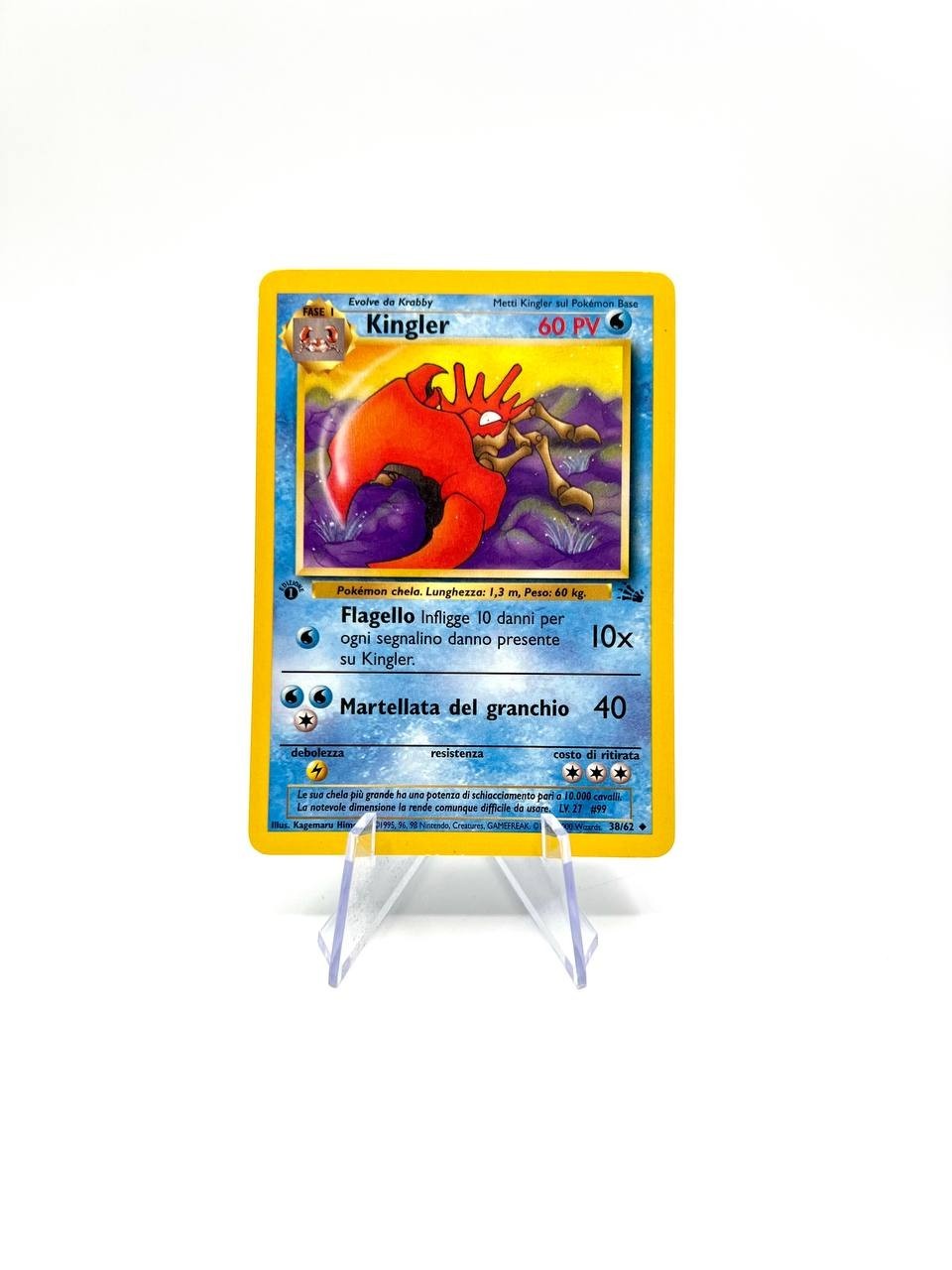 Carta Pokémon Kingler Set Fossil FO 38/62 Played Vintage Italiano 1a edizione