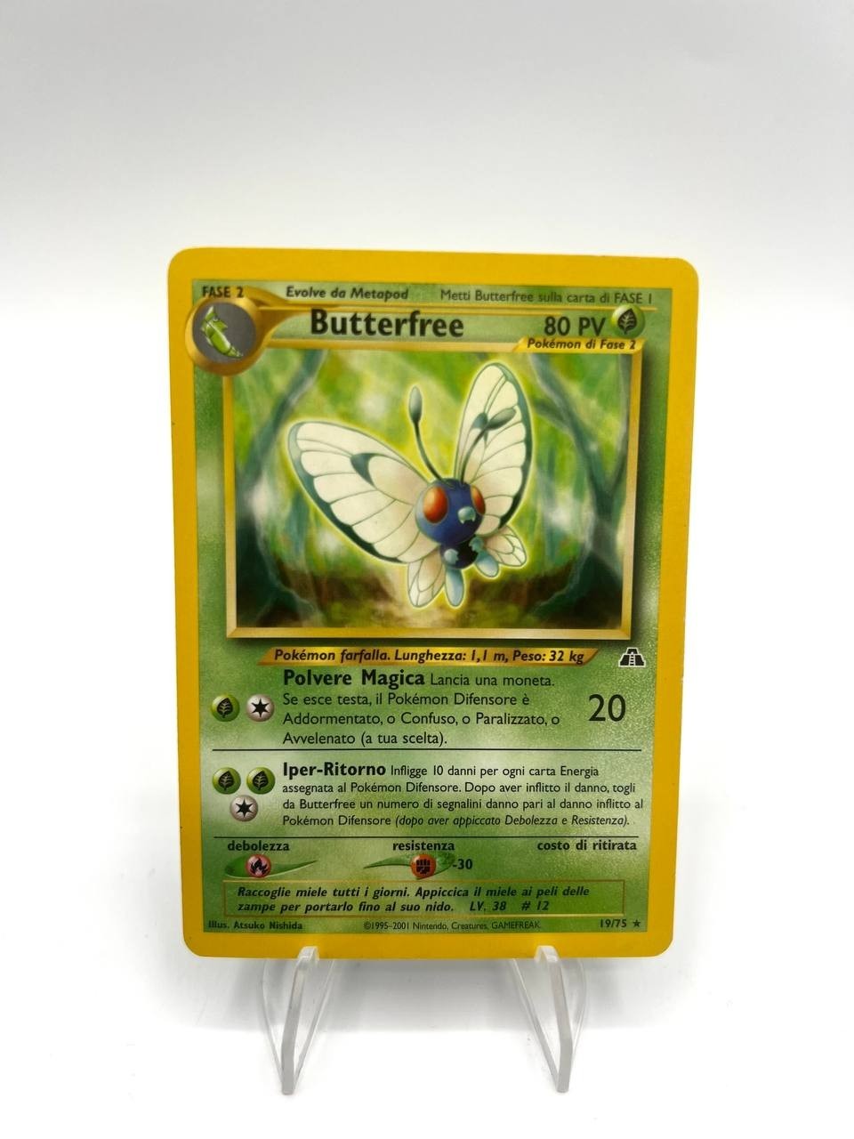 Carta pokemon Butterfree 19/75 No Holo set Neo Discovery EXC Vintage Italiano