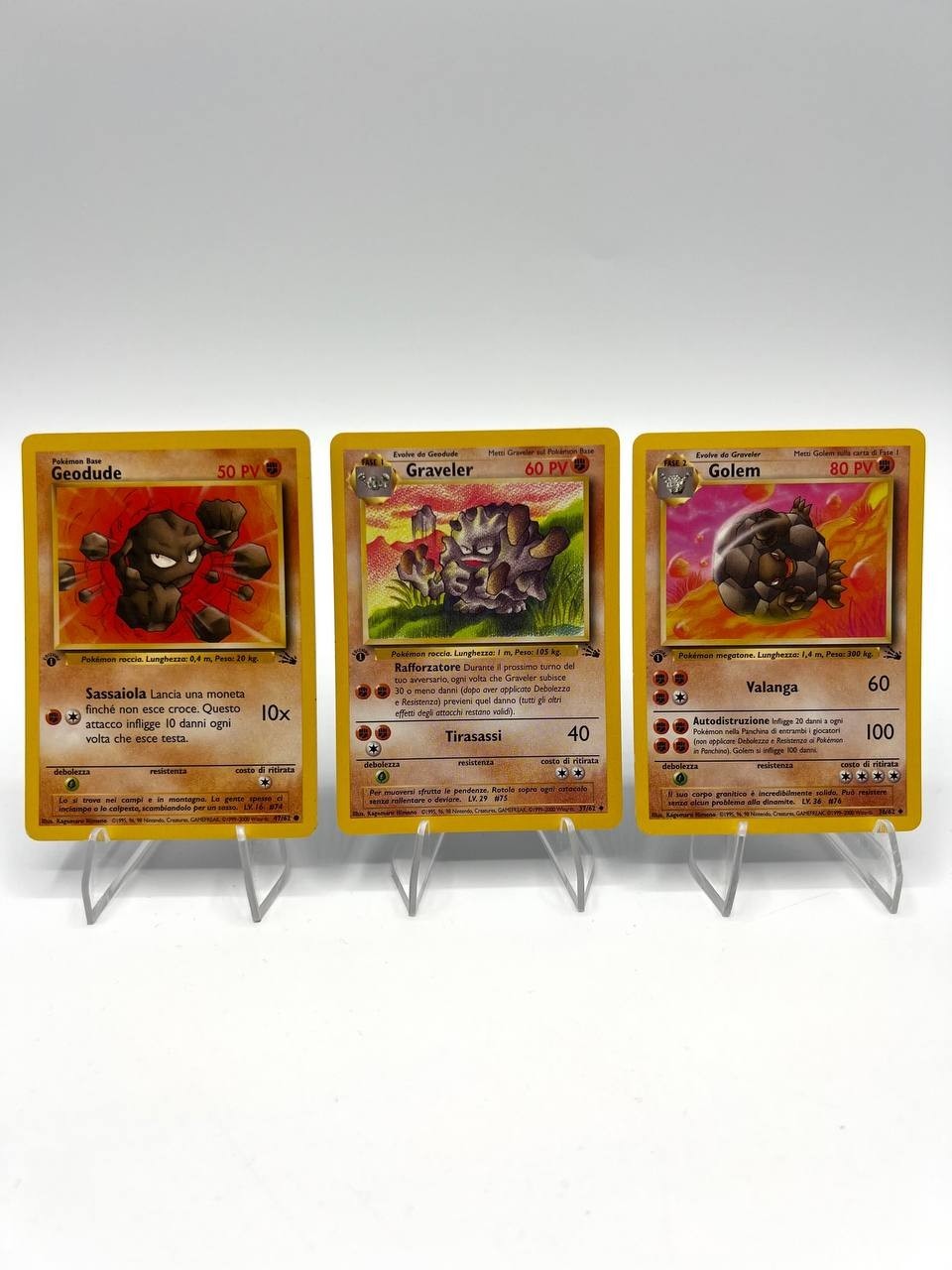 Pokemon Golem 36/62 Graveler 37/62 Geodude 47/62 Fossil 1 Edizione ITA Excellent