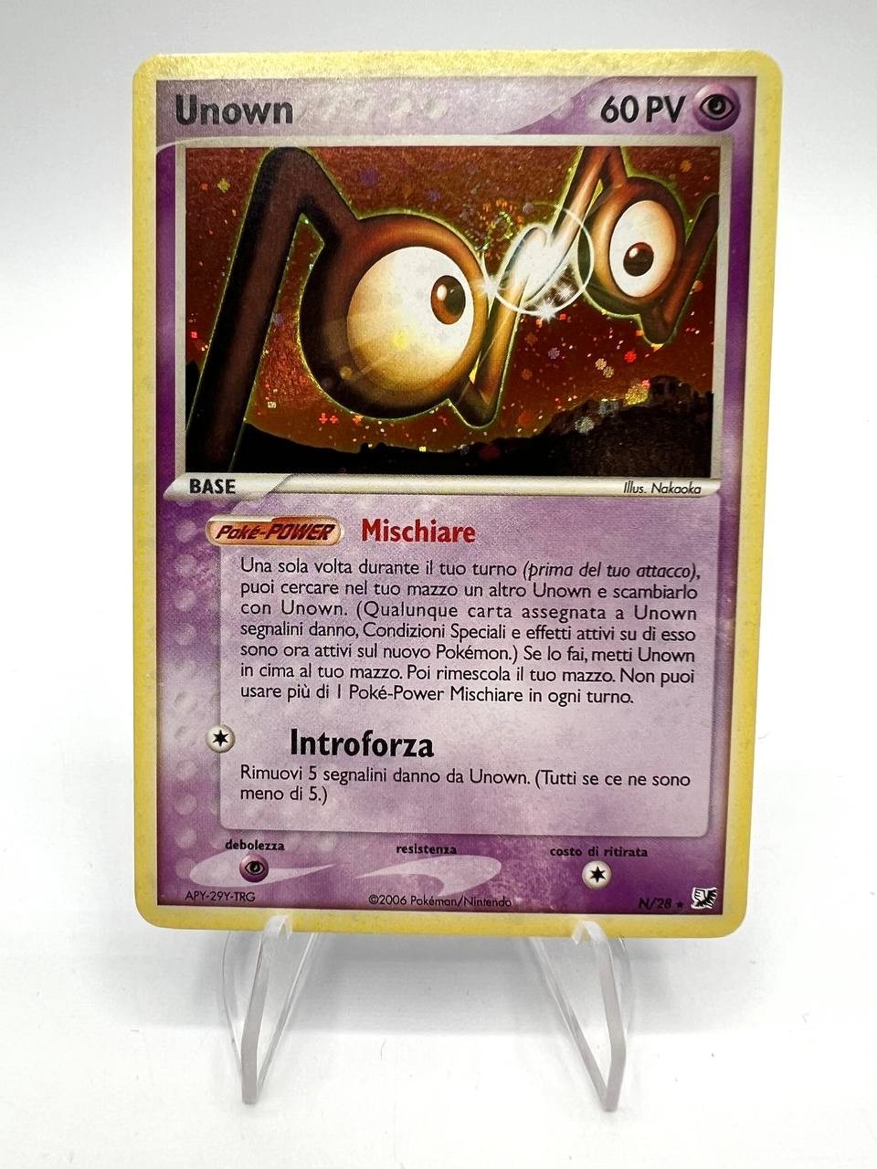 Carta pokemon Unown N/28 set EX forze segrete Italiano Holo Excellent