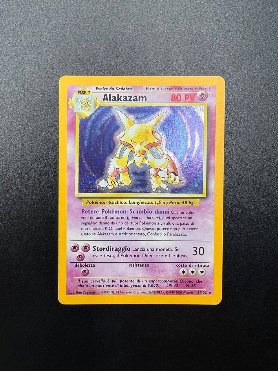 Carta Pokémon Alakazam 1/102 Holo itslisno set base unlimited near mint