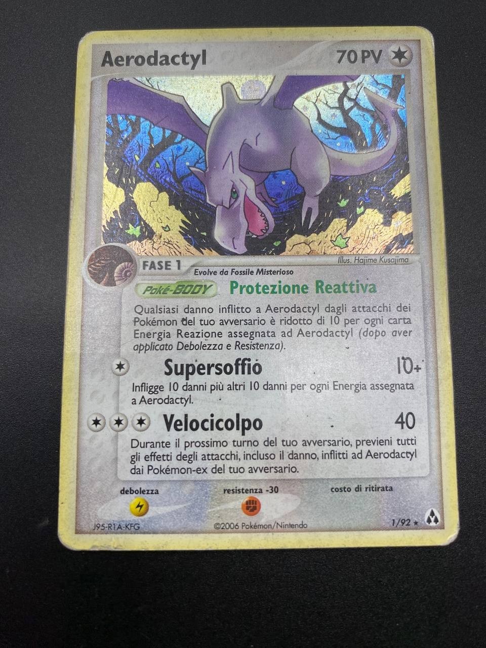 Carta pokemon Aerodactyl set EX La Leggenda di Mew 1/92 Holo Italiano Poor