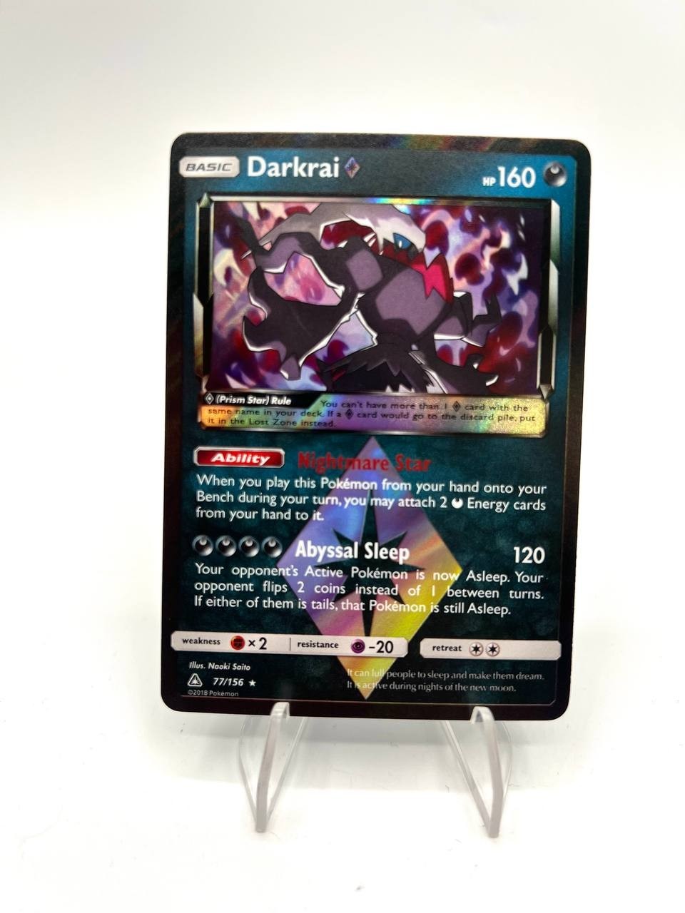 Carta Pokemon Darkrai Prism Star 77/156 Ultra Prism Sun & Moon Inglese Excellent