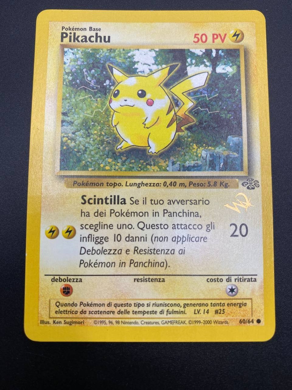 Carta Pokemon Pikachu 60/64 Wizard of the Coast Stamped set Jungle Italiano EXC