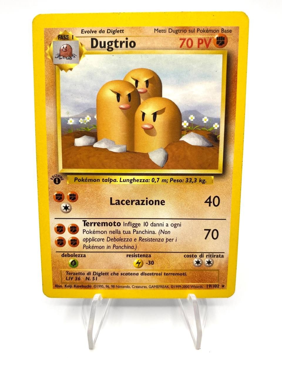 Carta Pokémon DUGTRIO Set Base 19/102 Italiano Excellent 1 Edizione Vintage