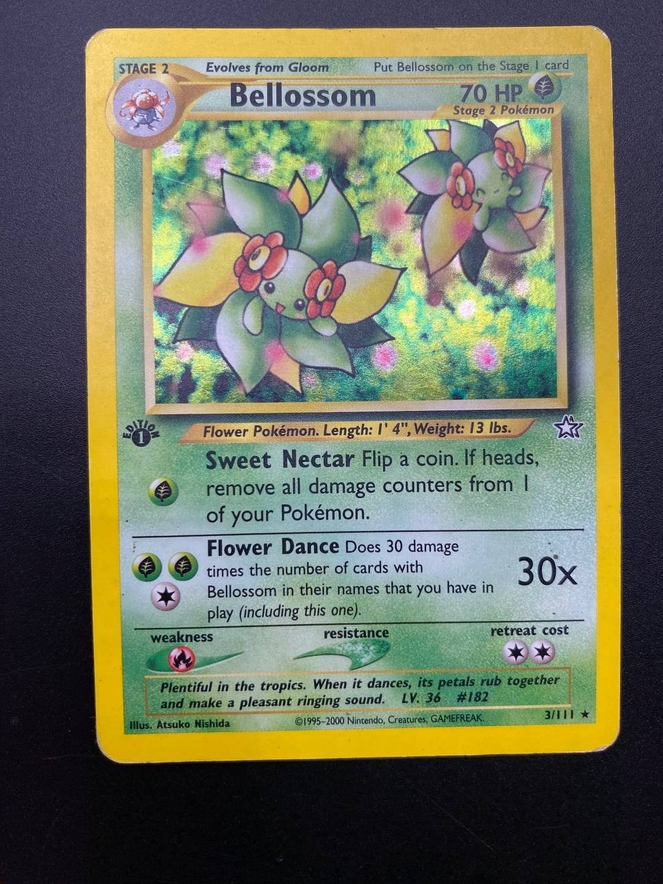 Carta pokemon Bellossom 3/111 set Neo Genesis 1a edizione Holo Good Vintage ENG