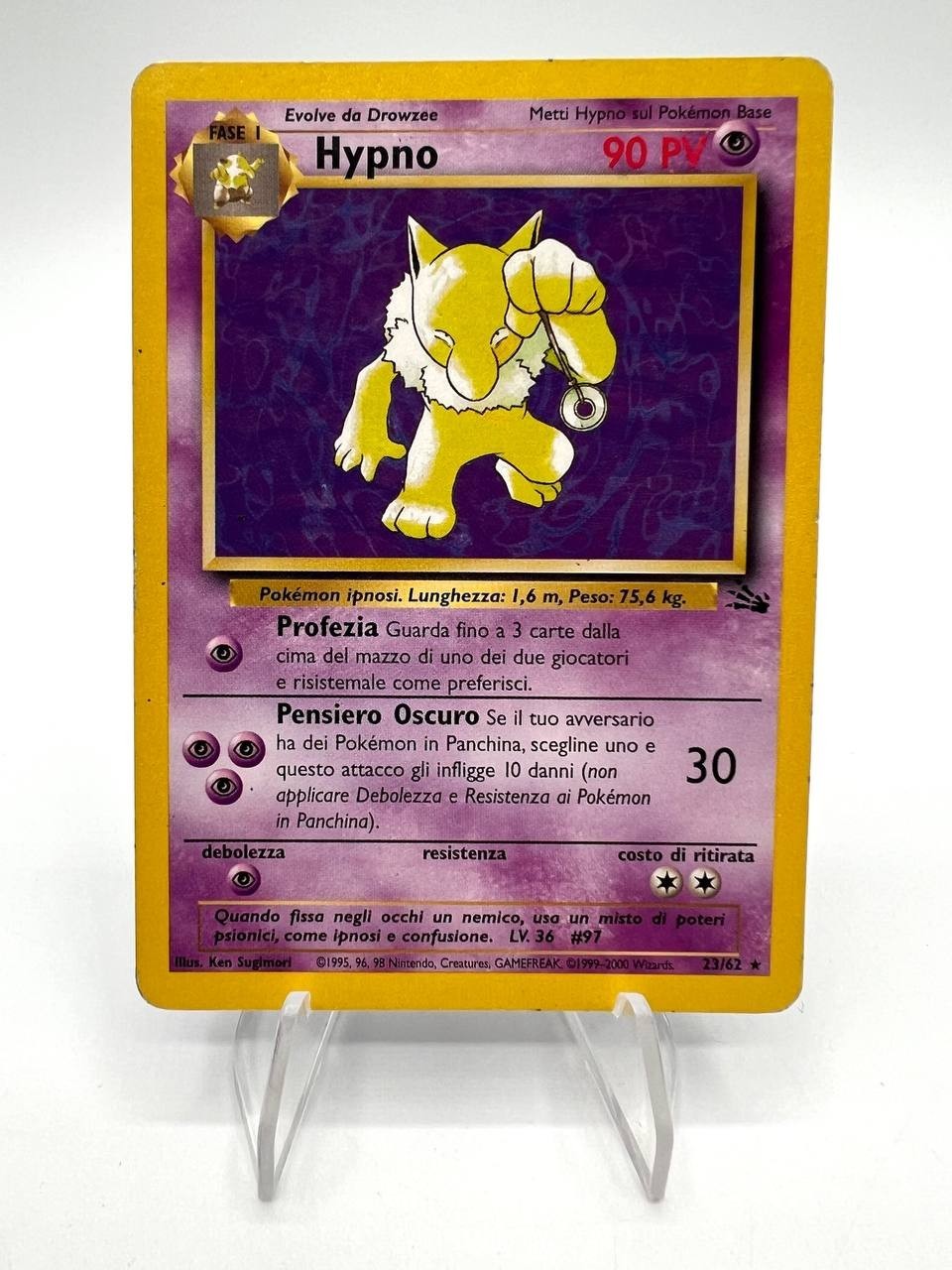 Carta Pokemon Hypno 23/62 set Fossil FO Rara Italiano Vintage Poor no holo