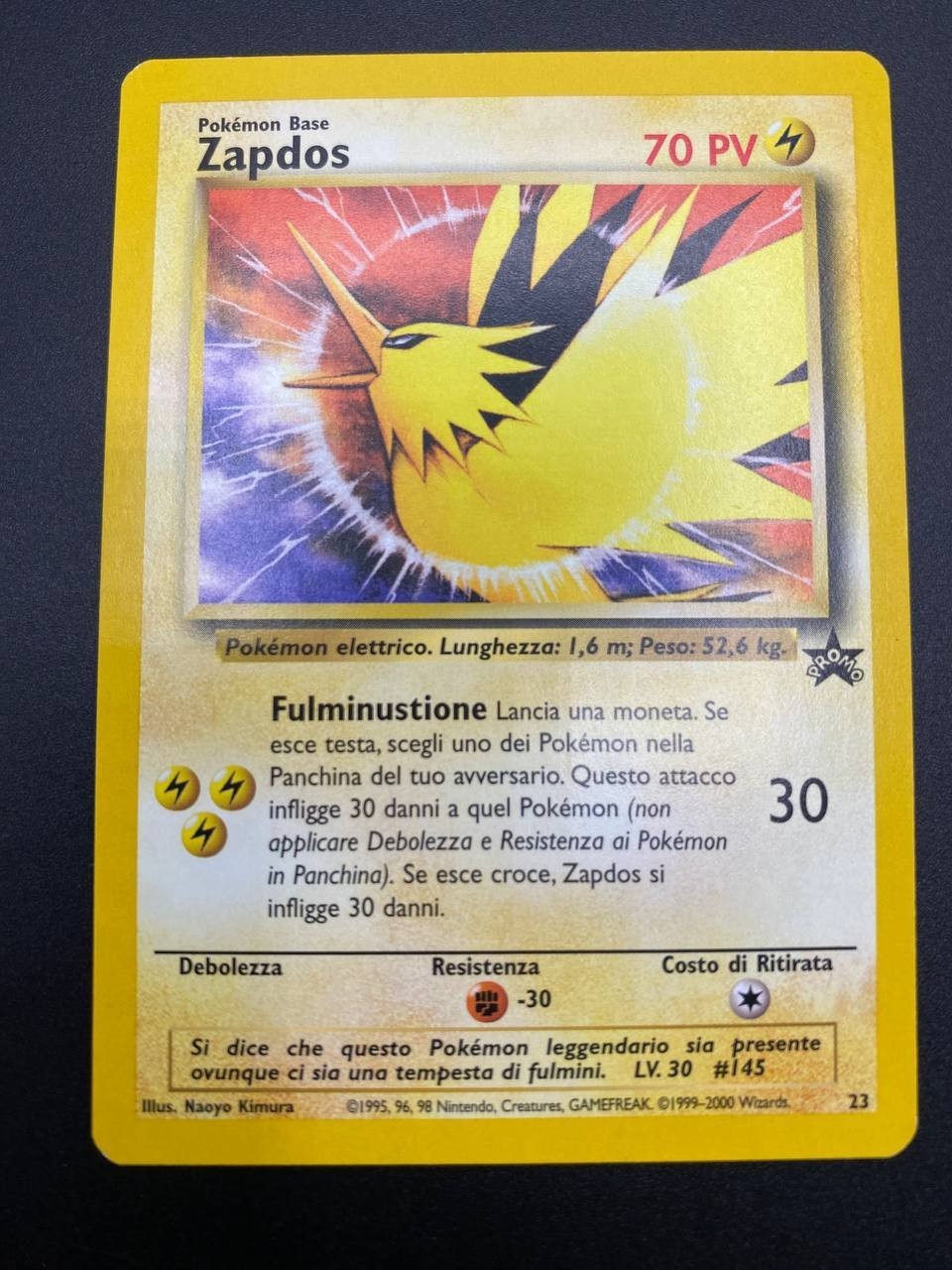 Carta Pokémon Zapdos N 23 Wizards Black Star Promo Italiano Excellent Vintage