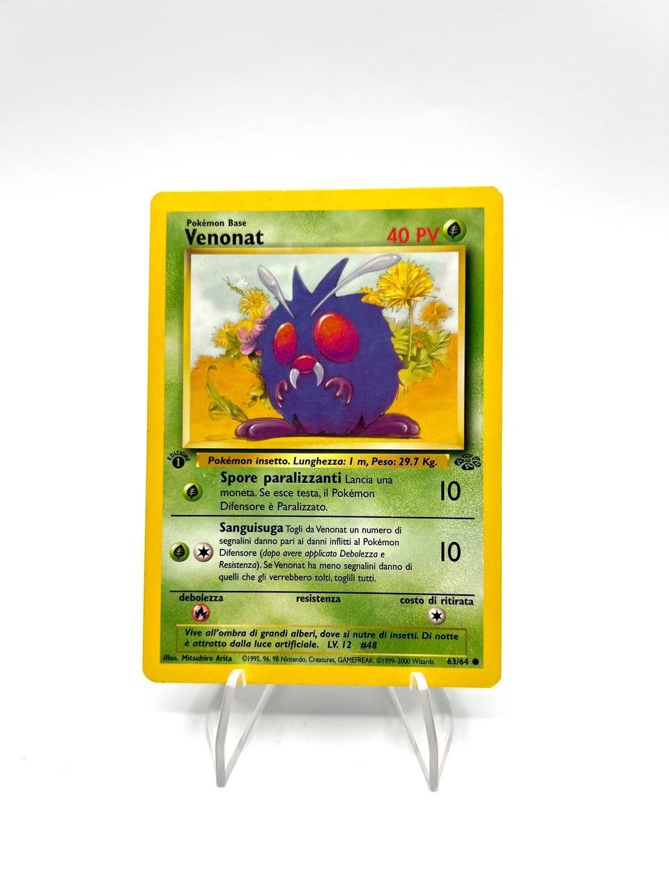 Carta Pokemon Venonat 63/64 1a Edizione set Jungle JU Vintage Excellent Italiano