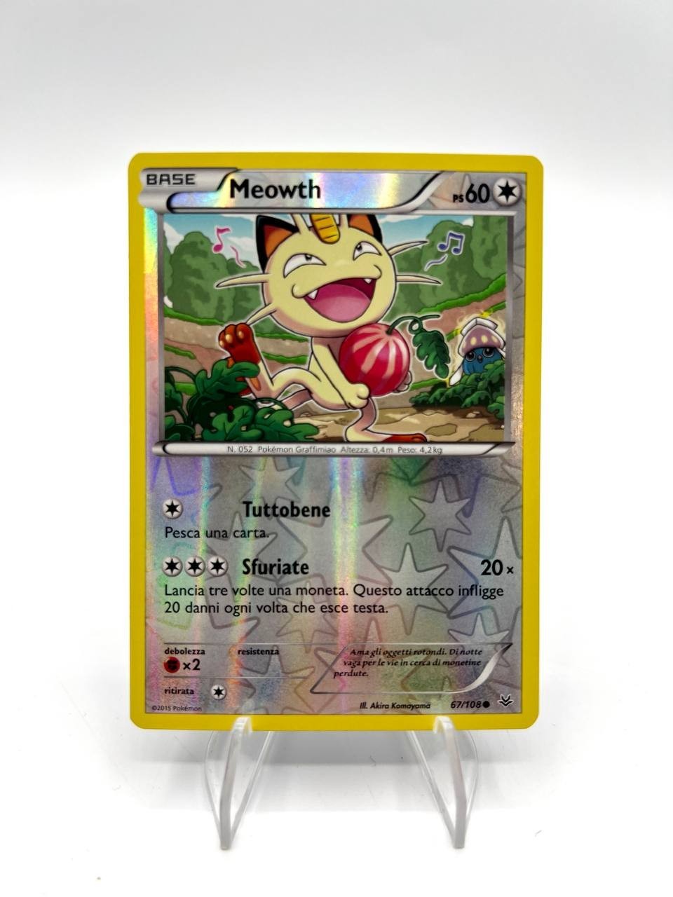 Carta pokemon Meowth 67/108 set Furie volanti Italiano Near mint Holo reverse