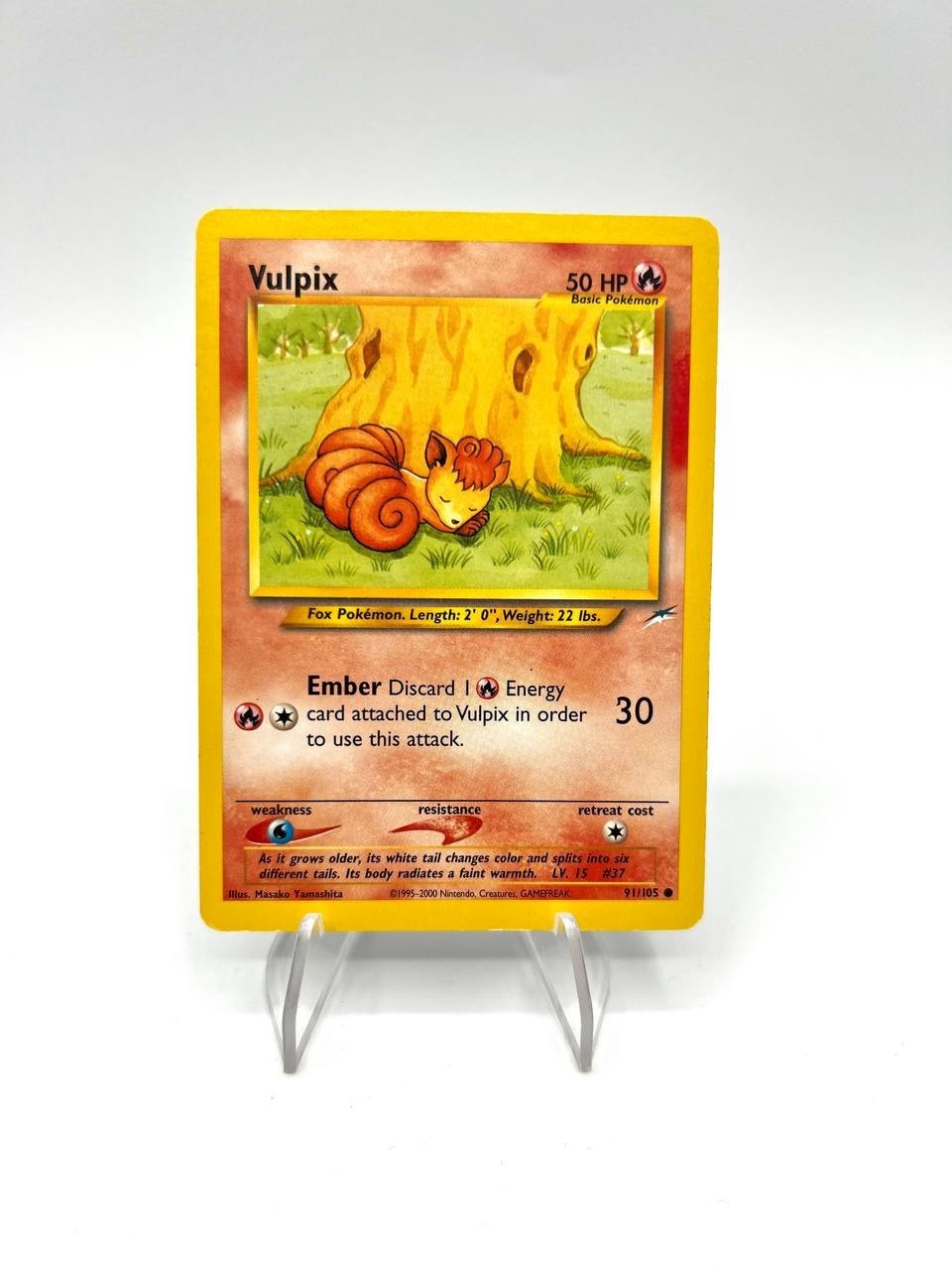 Pokémon-Karte Vulpix 91/105 Set Neo Destiny gespielt Vintage Englisch nicht holo