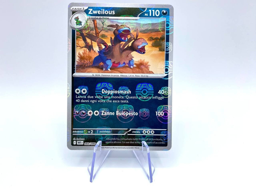 Carta Pokemon set Fuoco bianco MasterBall 066/086 Zweilous Italiano Near Mint
