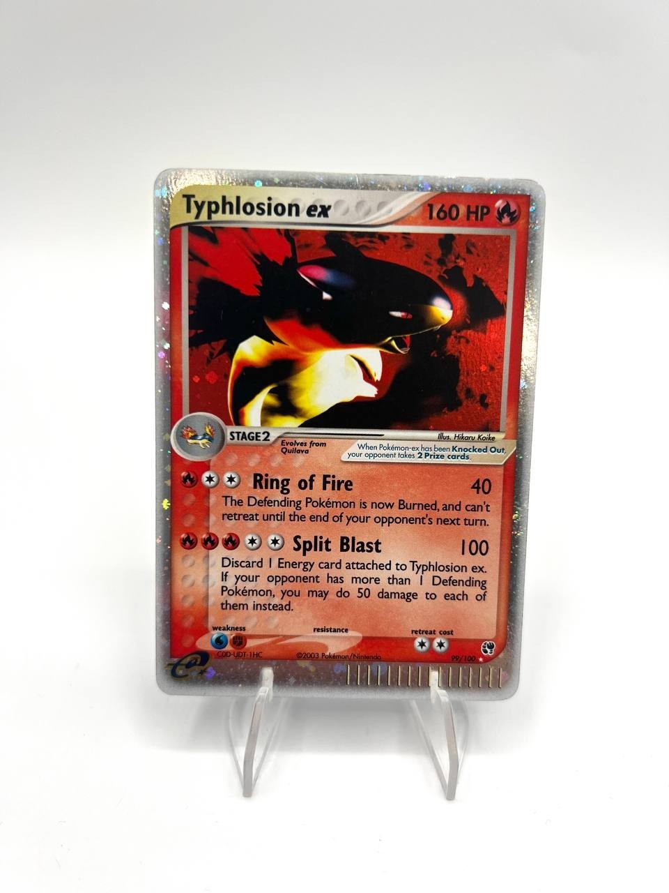 Carta Pokemon Typhlosion EX Sandstorm Holo 99/100 Vintage Inglese Poor