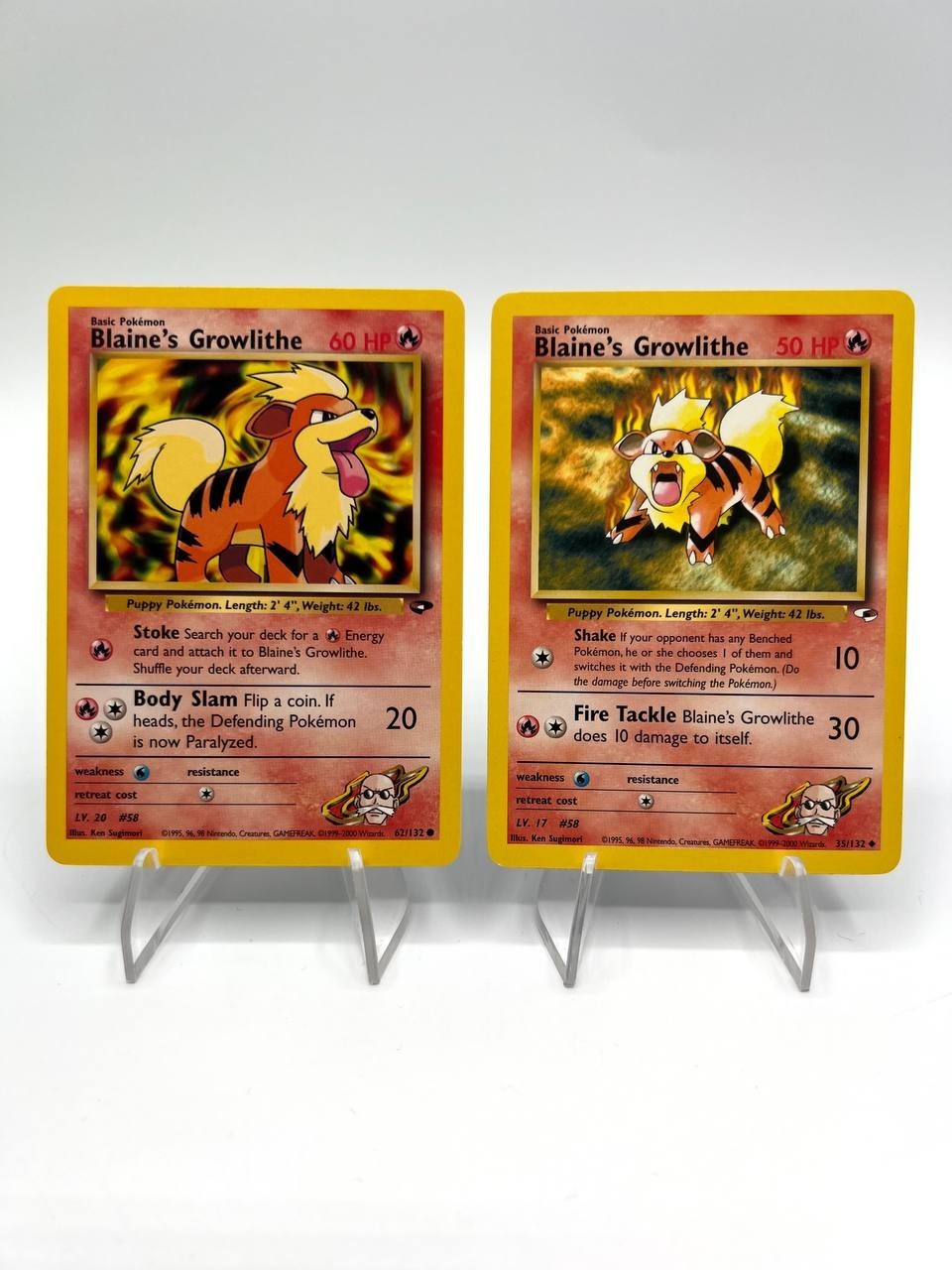 Lotto Pokemon Blaine's Growlithe 62/132 35/132 set Gym Challenge Vintage EXC