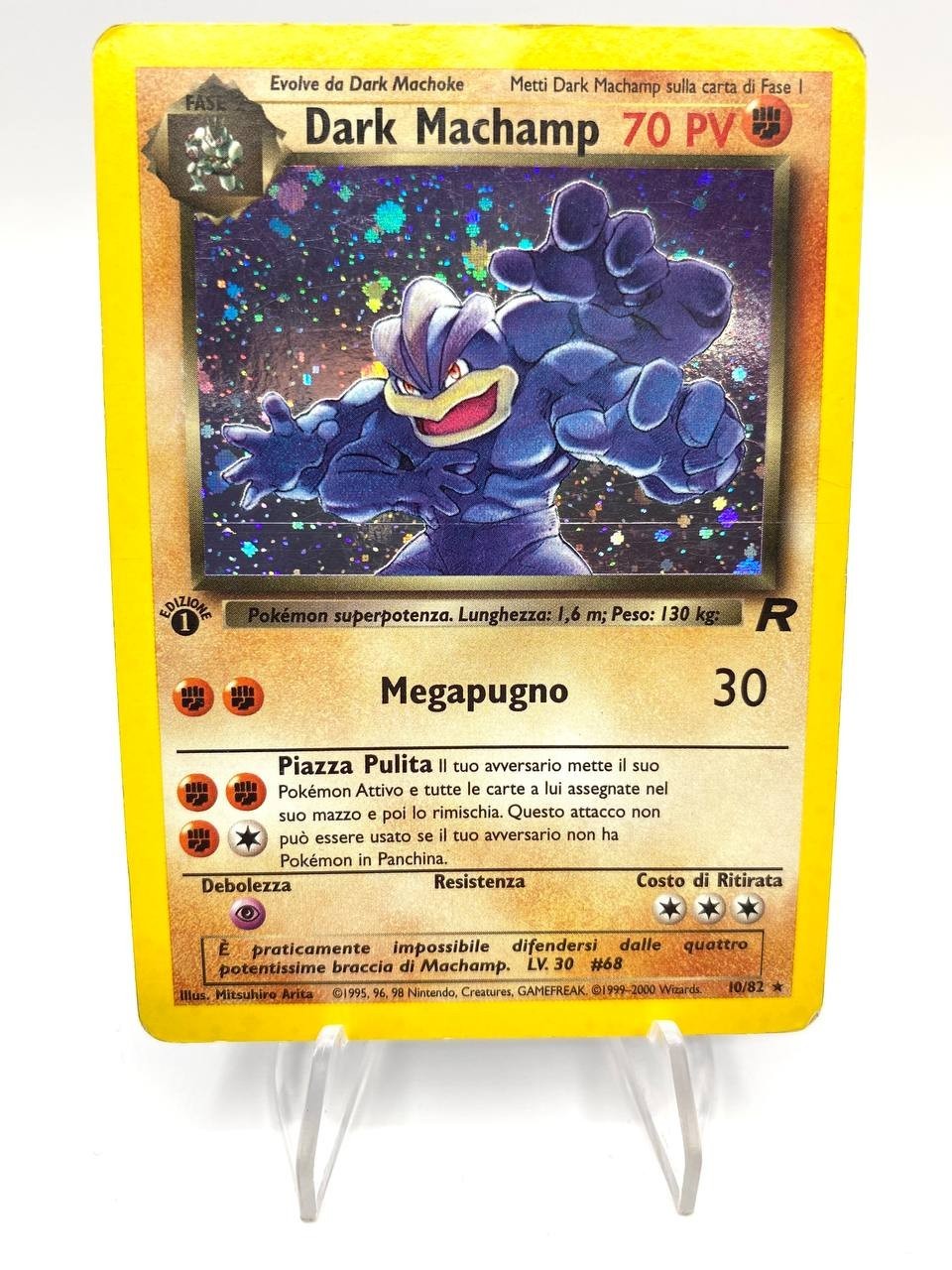 Pokemon Dark Machamp 10/82 set Team Rocket Holo Unlimited Wizards ITA Poor