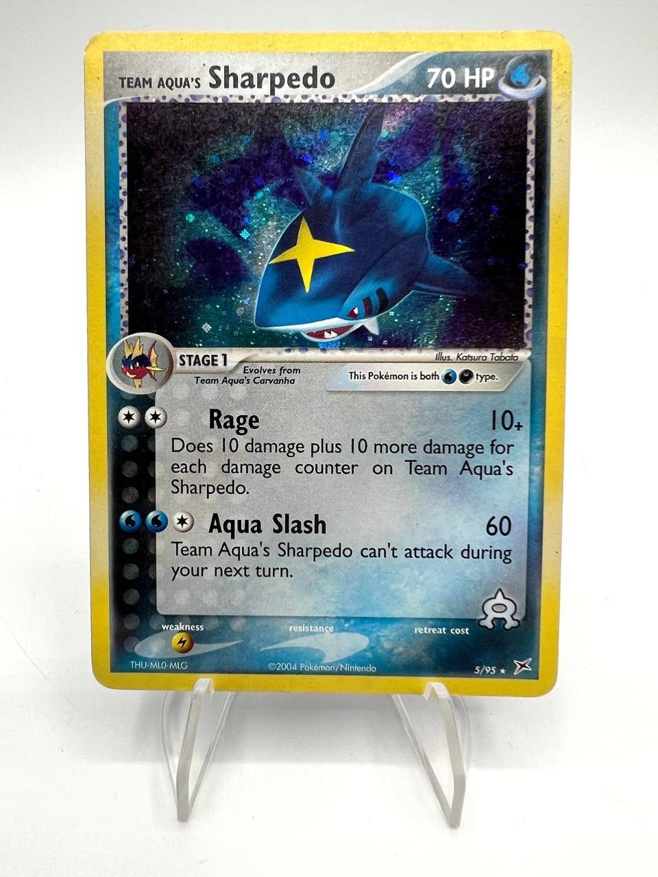 Carta pokemon Team acqua's Sharpedo Holo 5/95 EX Team Magma vs Aqua Inglese exc