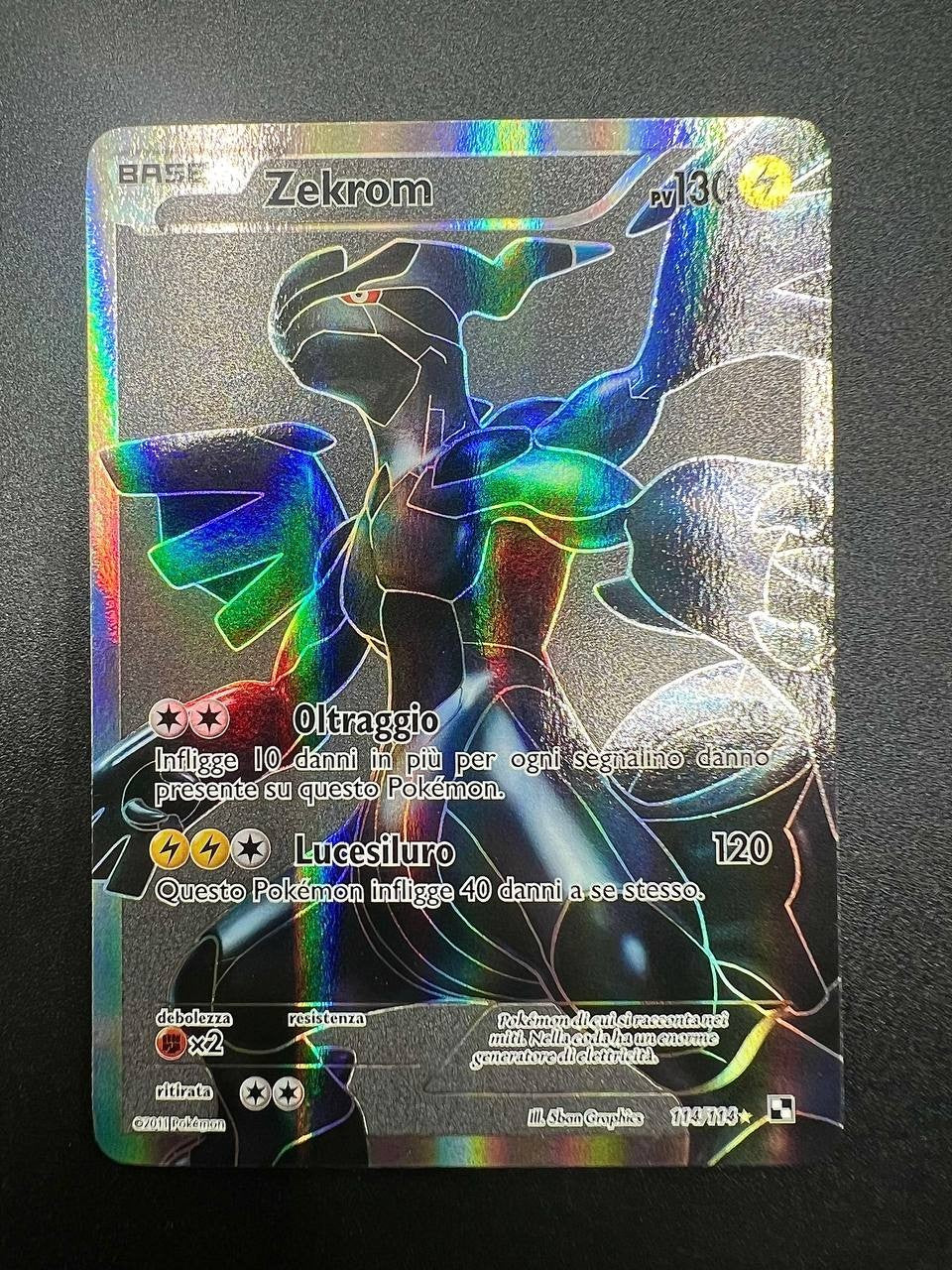 Carta Pokémon Zekrom Full Art Holo 114/114 Bianco e nero Italiano Near mint