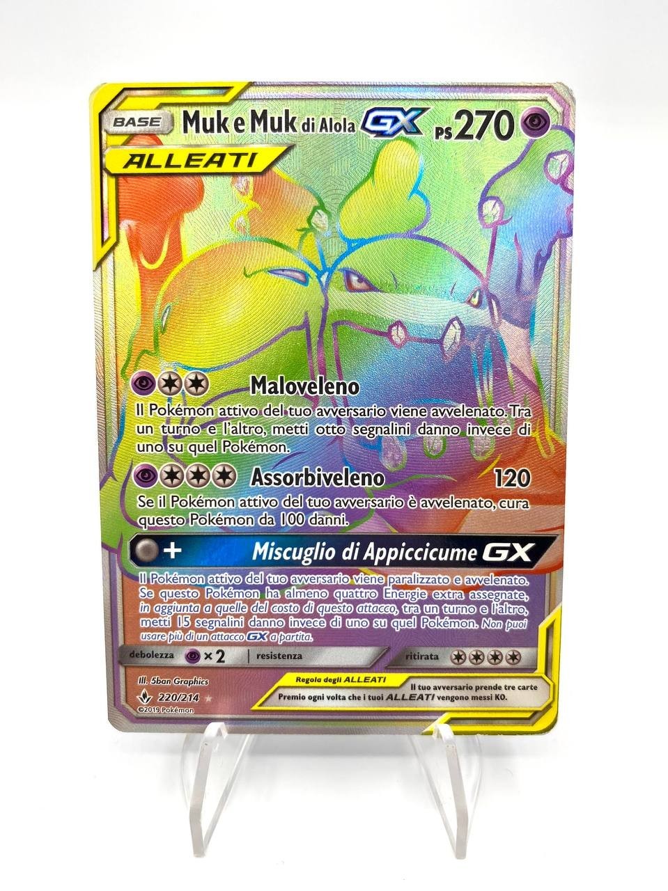 Carta Pokemon Muk & Muk di Alola GX 220/214 set Alleati Legami Inossidabili Poor