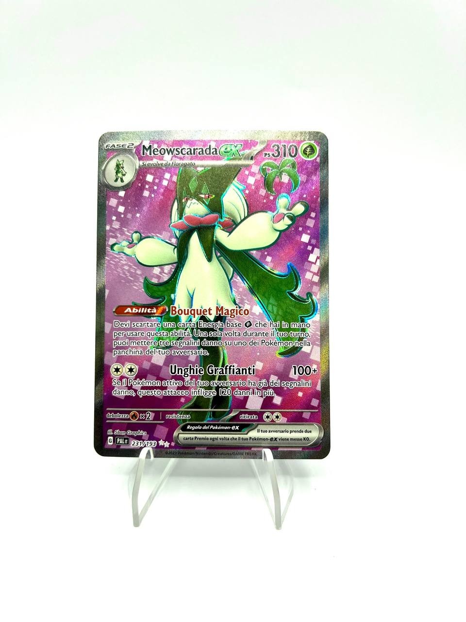 Carta pokemon Meowscarada ex 231/193 PAL set Evoluzioni a paldea Italiano Holo