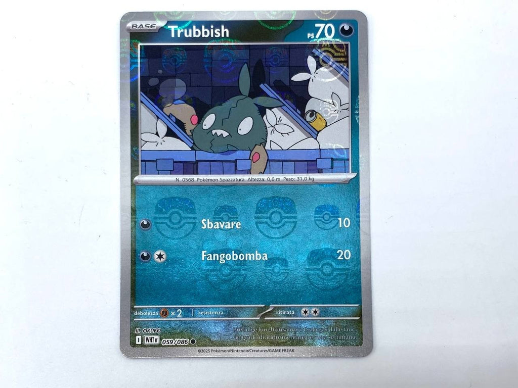 Carta Pokemon Trubbish Reverse Holo MasterBall 059/086 set Fuoco bianco NM