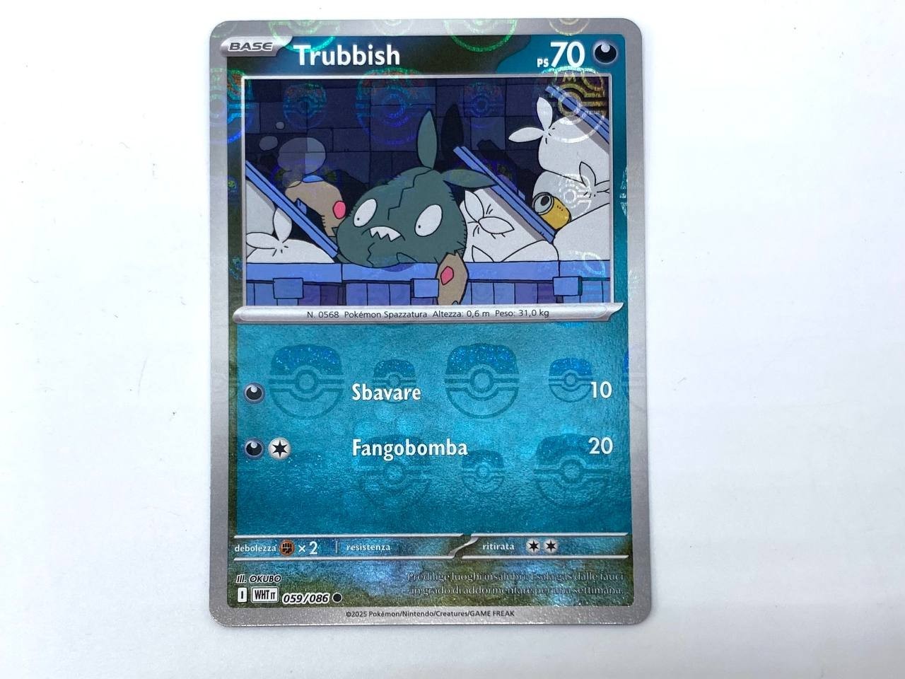 Carta Pokemon Trubbish Reverse Holo MasterBall 059/086 set Fuoco bianco NM