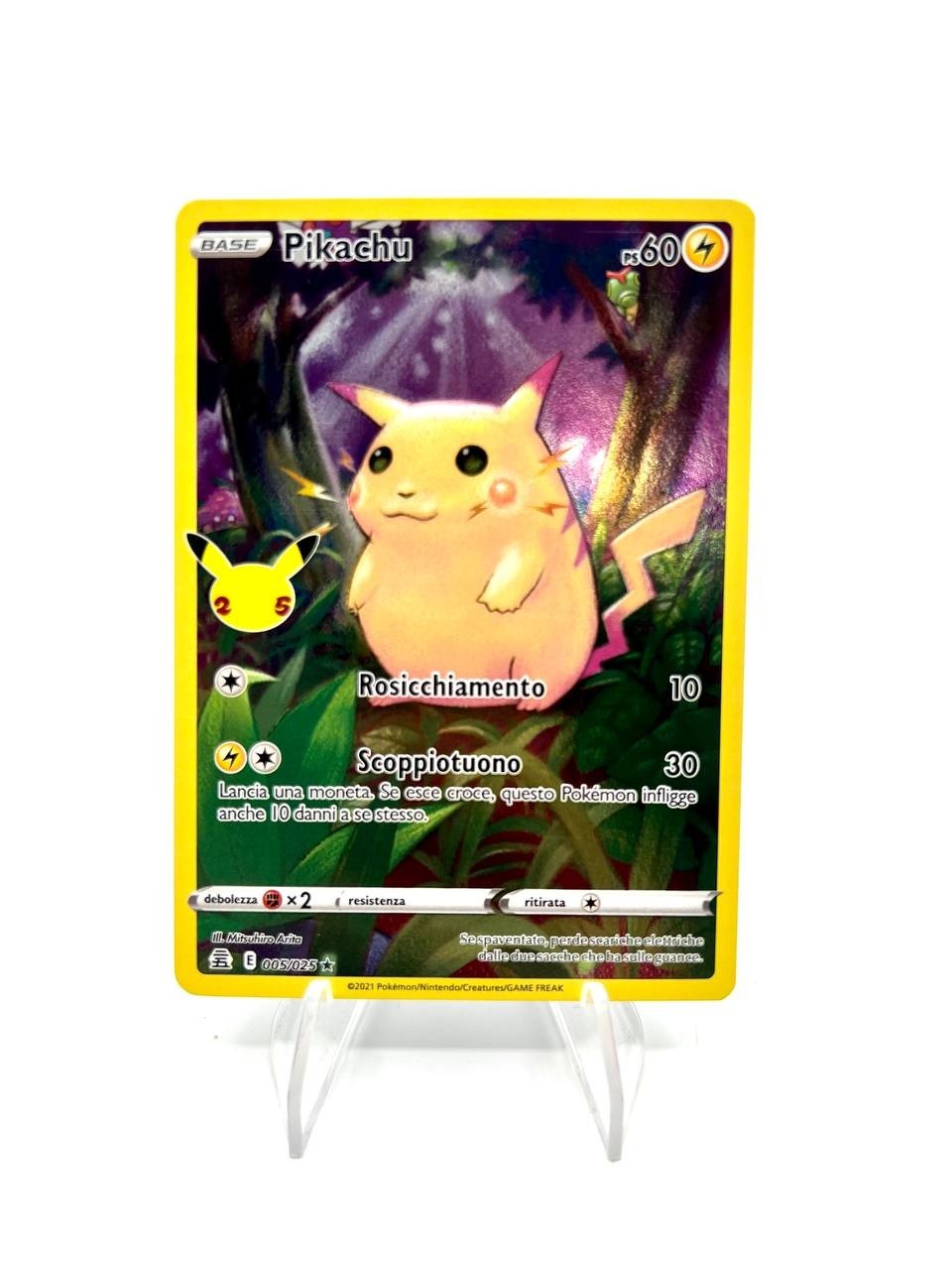 Carta pokemon Pikachu E 005/025 set Celebrazioni 25th Holo Italiano Near mint