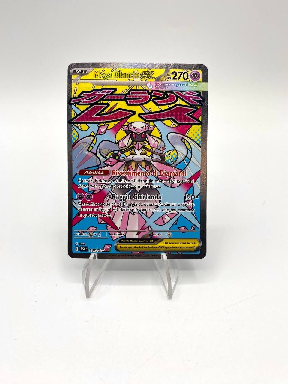 Carta pokemon Mega Diancie ex ASC 267/217 set Ascesa Eroica NM Holo Italiano