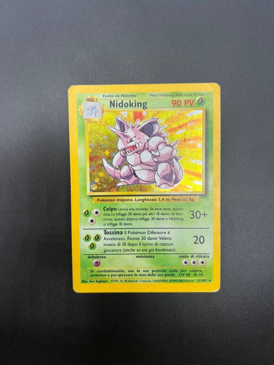 Carta Pokemon Nidoking 11/102 Set Base BS Italiano Played Vintage Holo