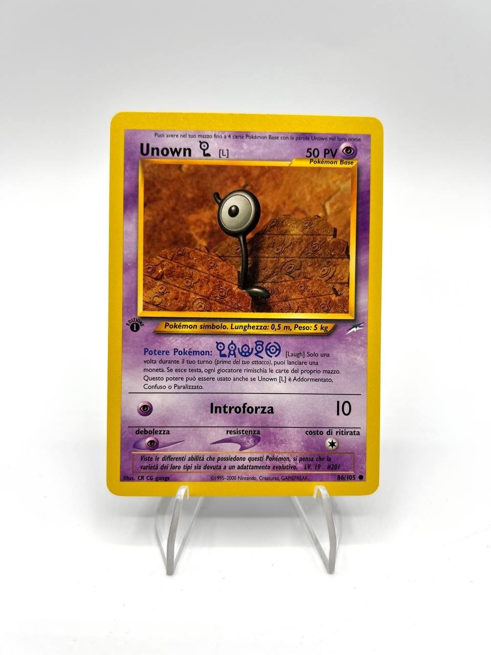 Carta pokemon Unown L 86/105 1a Edizione set Neo Destiny Excellent Vintage ITA