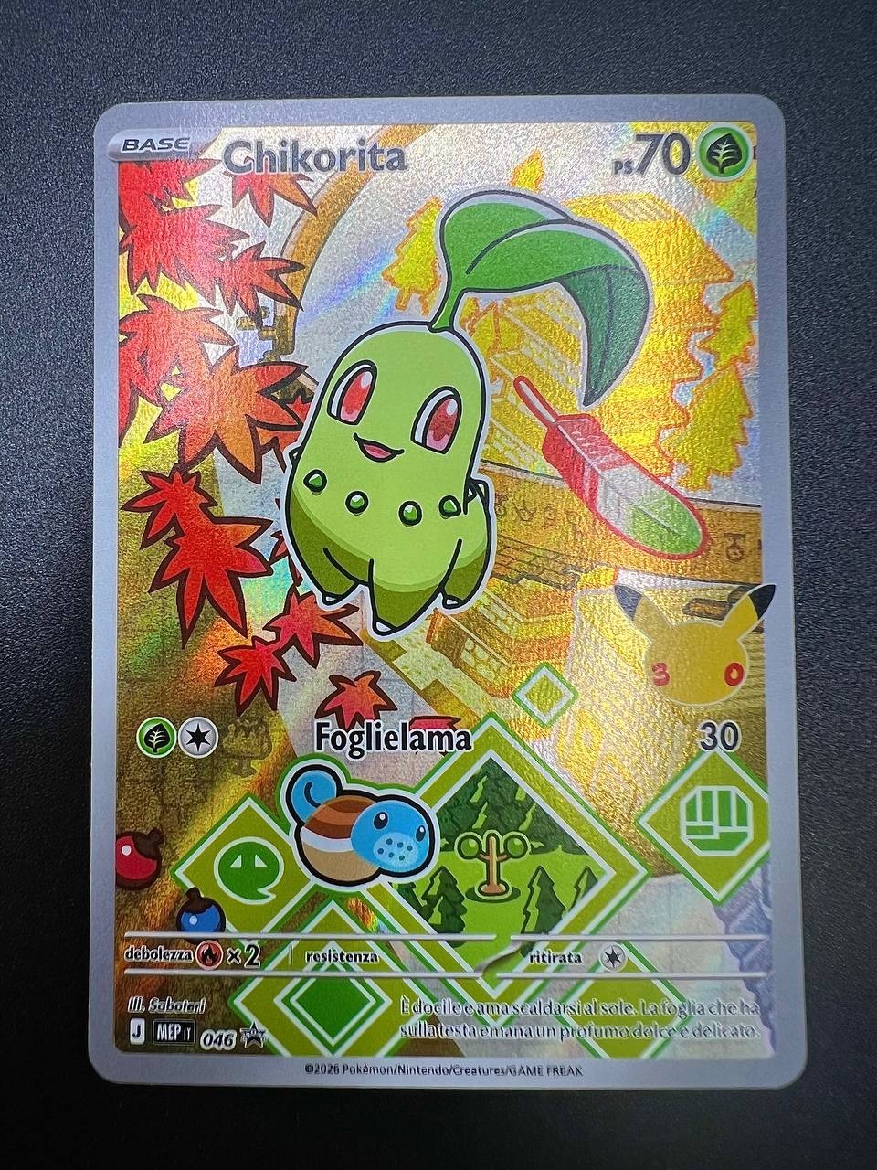 carta pokemon Chikorita MEP 046 Black Star Promos italiano near mint 30th