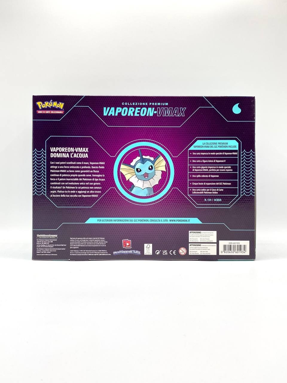 Pokemon Collezione premium Vaporeon V Max Italiano Sealed 5 bustine 1 spilla