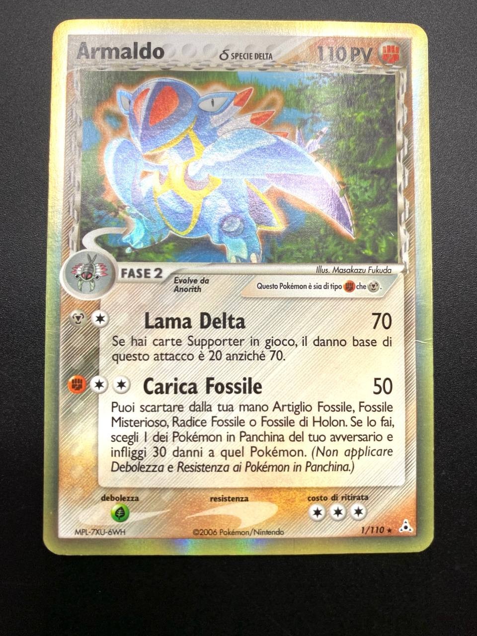 Carta pokemon Armaldo Delta Species 1/110 EX Fantasmi di Holon ITA Holo Played