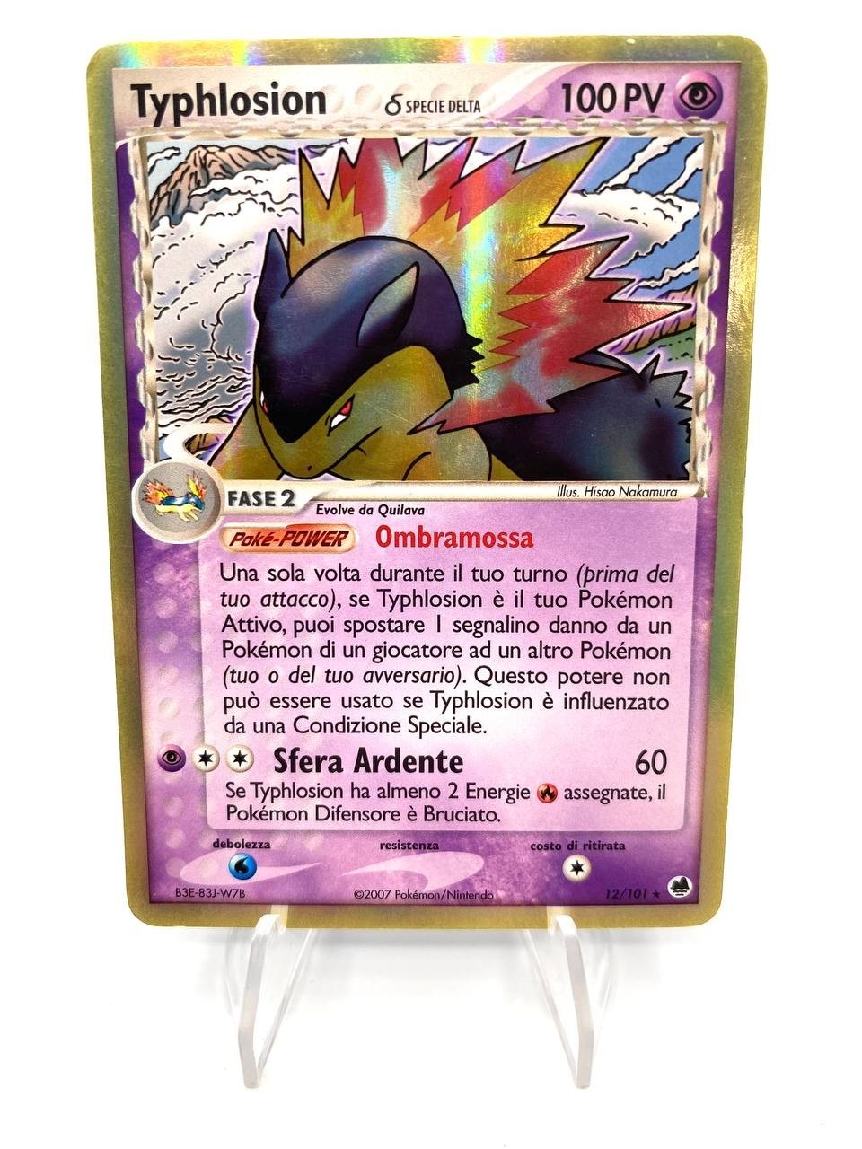 Carta pokemon Typhlosion 12/101 Holo set Specie delta EX L'isola dei draghi NM