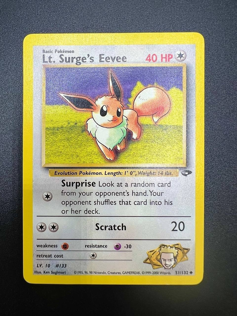 Carta Pokemon lt surge's eevee set Gym Challenge Inglese Excellent No holo