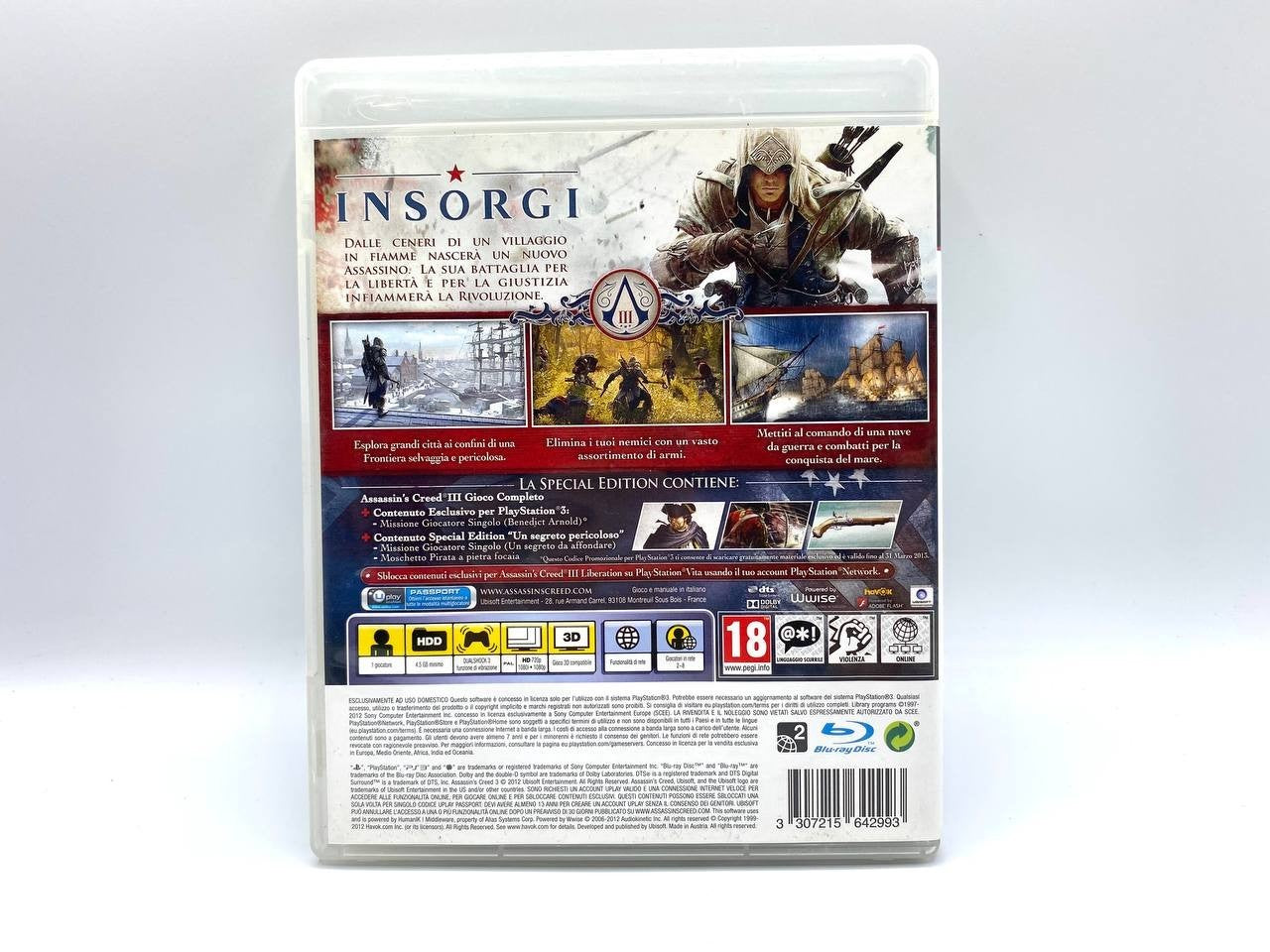 PS3 PlayStation Assassin's creed III special edition Ubisoft Completo Italiano
