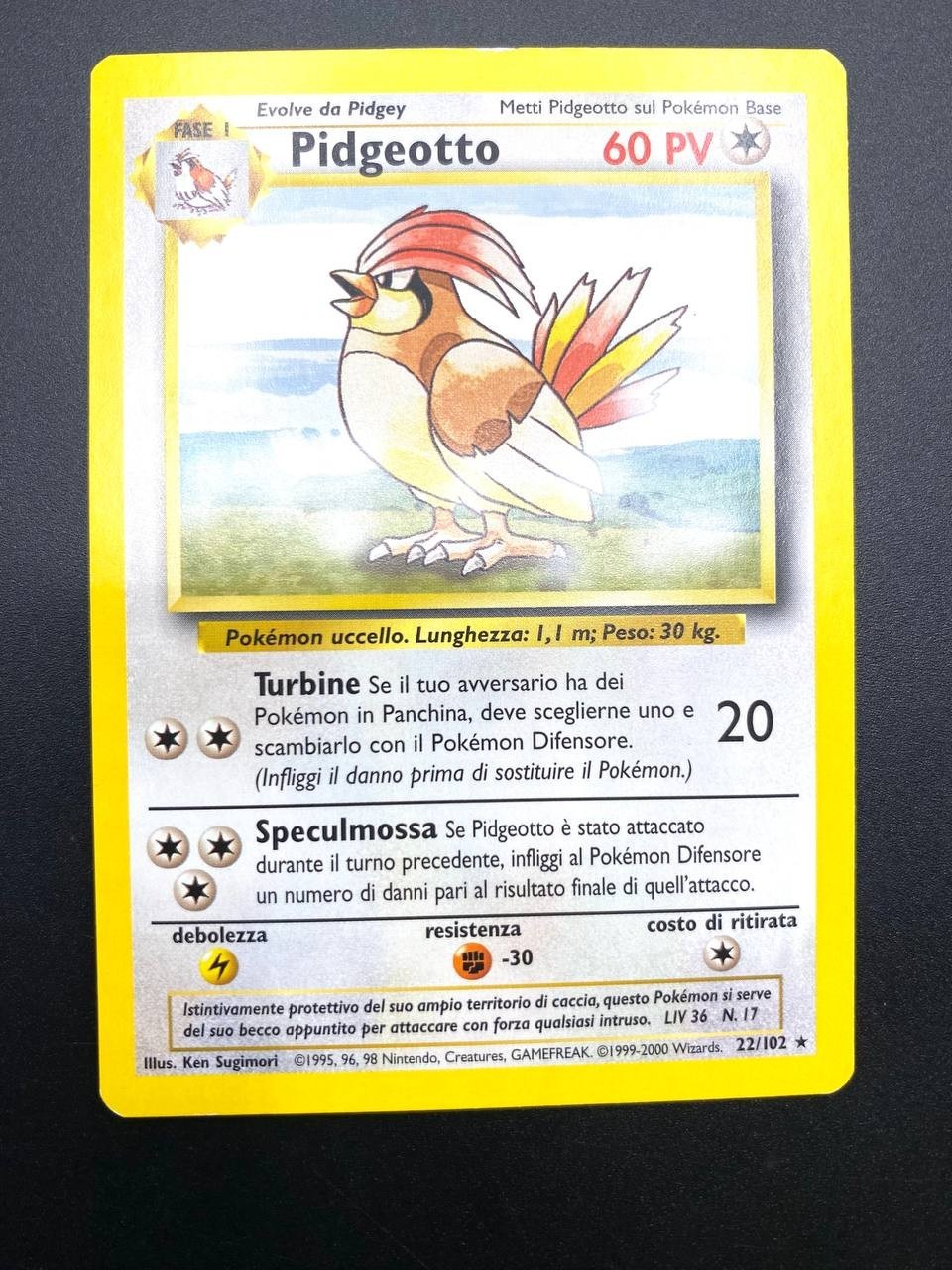 Carta Pokemon Pidgeotto Set Base BS 22/102 Italiano Vintage Excellent No holo