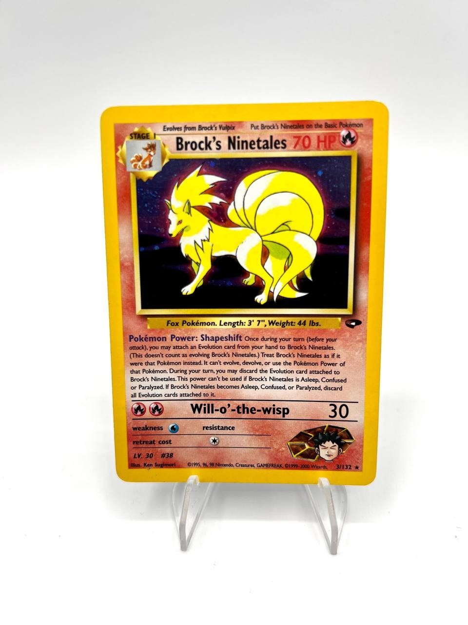 Carta Pokemon Brock's Ninetales 3/132 Gym Challenge Holo good Vintage Inglese