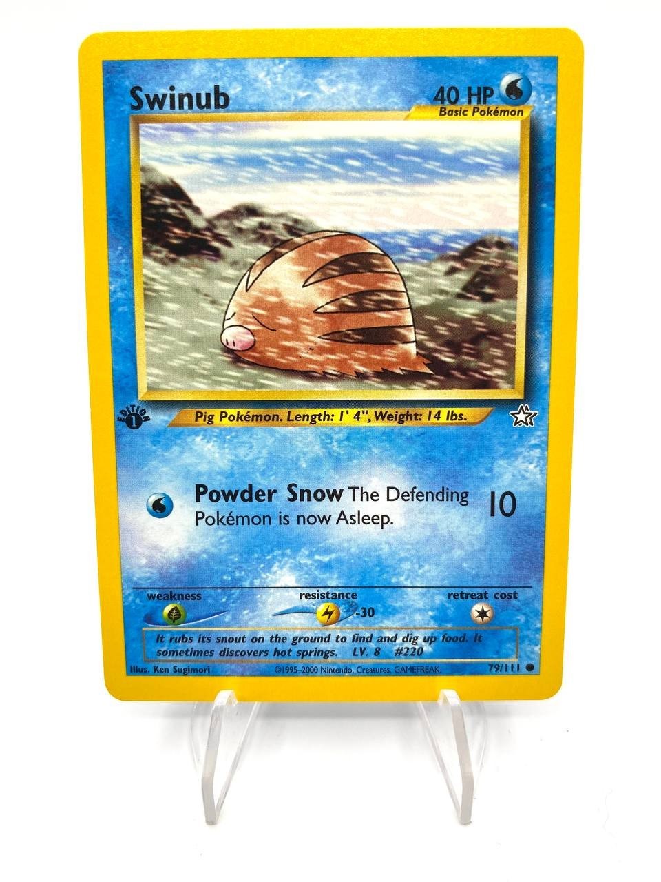 Carta pokemon Swinub 79/111 1st Edition set Neo Genesis ENG Excellent Vintage