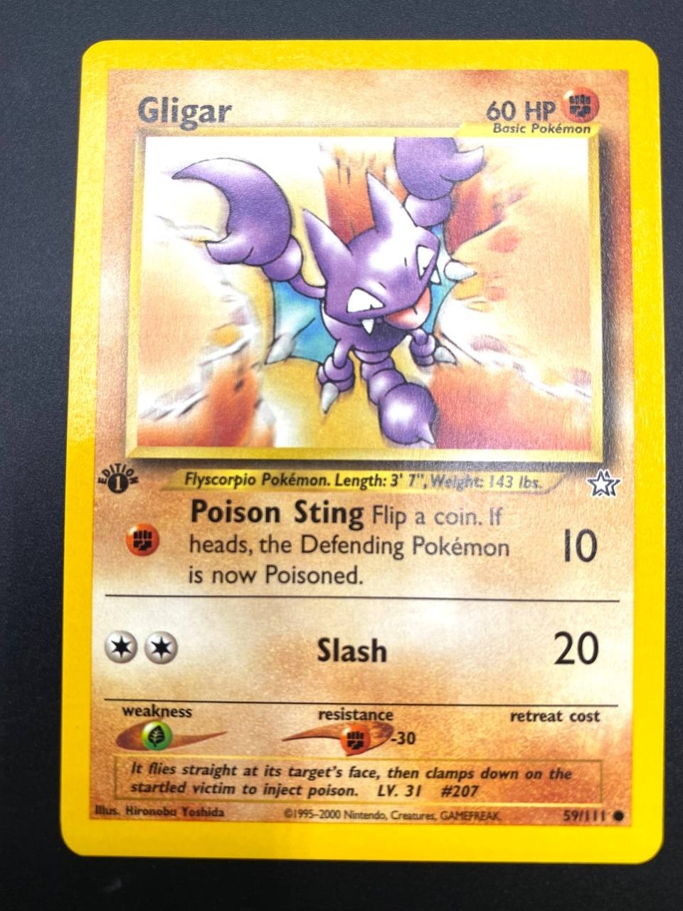 Carta pokemon Gligar 59/111 set Neo Genesis Inglese NM 1a edizione Vintage