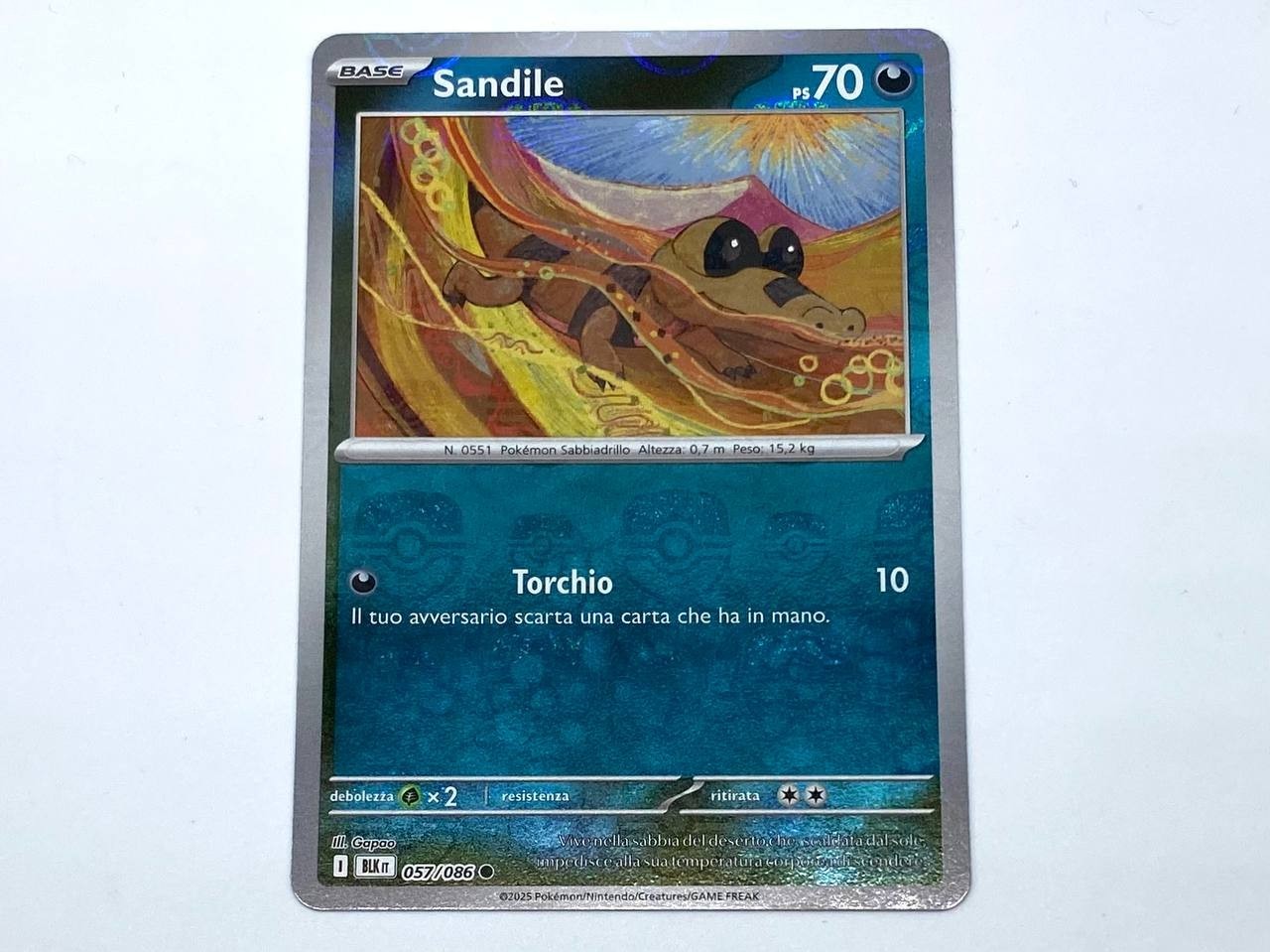 Sandile 057/086 Reverse Holo Masterball set Black Bolt Pokemon NM Italiano