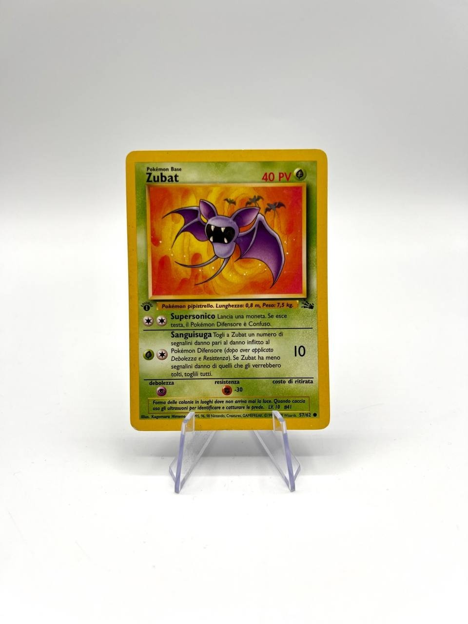 Carta POKEMON ZUBAT 57/62 set FOSSIL FO ITALIANO 1a Edizione Vintage Played