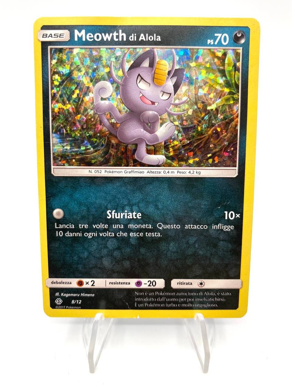 Carta Pokemon Alolan Meowth 8/12 McDonald’s Holo Promo Good Holo Italiano