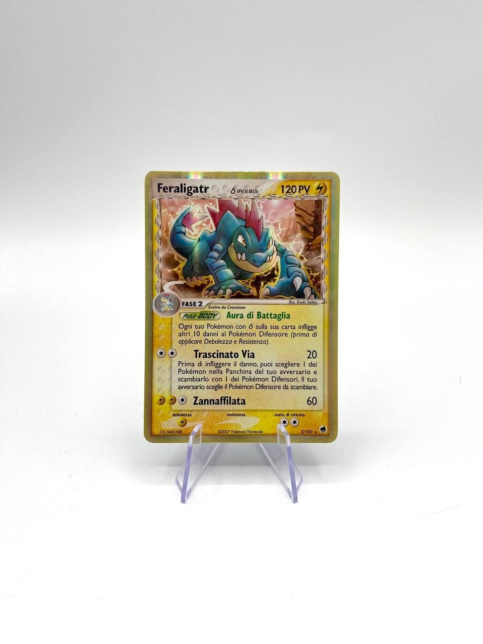 Carta Pokemon Feraligatr set Specie delta 2/101 EX Drago Holo Good Vintage