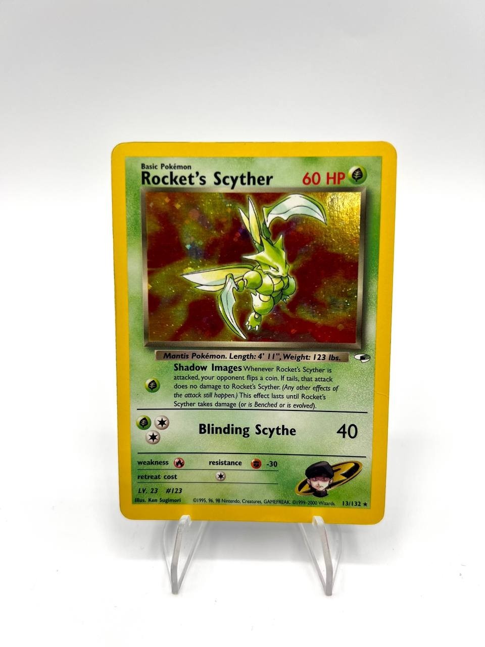 Carta pokemon Rocket's Scyther 13/132 set Gym Heroes Inglese Holo Vintage Good