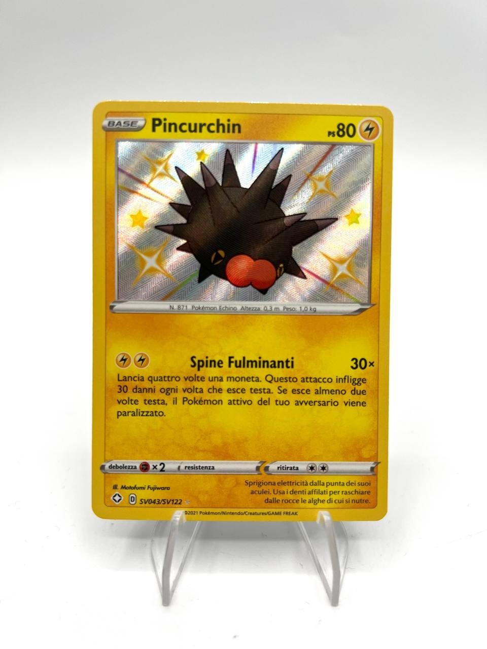Carta pokemon Pincurchin SV043/SV122 Holo Destino splendente Italiano Near mint