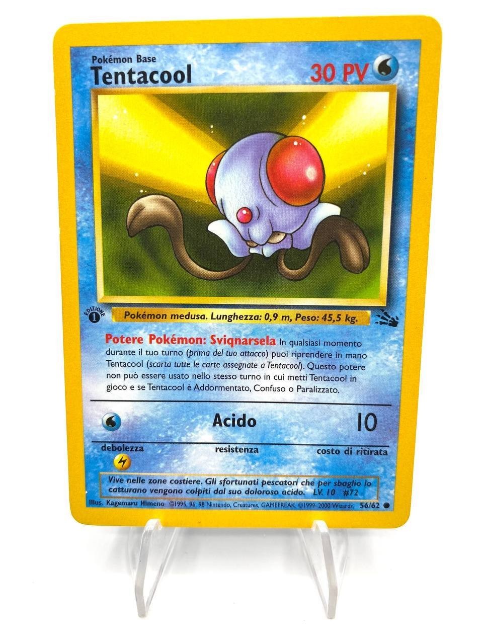 Carta Pokémon Tentacool 56/62 set Fossil FO 1 edizione Good Vintage No holo