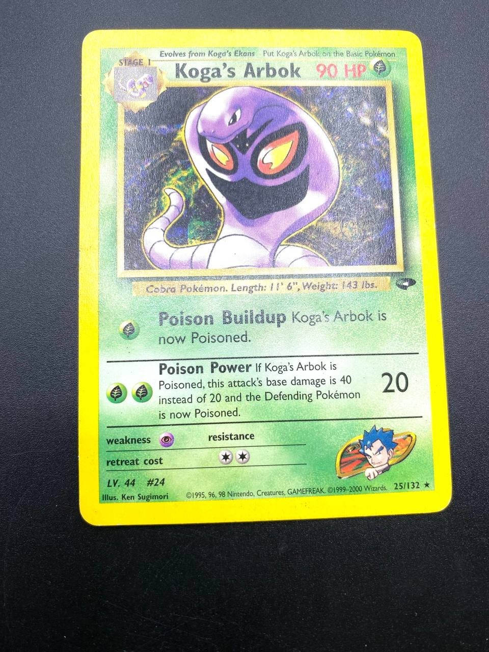 Carta pokemon Koga's Arbok set Gym Challenge 25/132 no holo Inglese ENG EXC